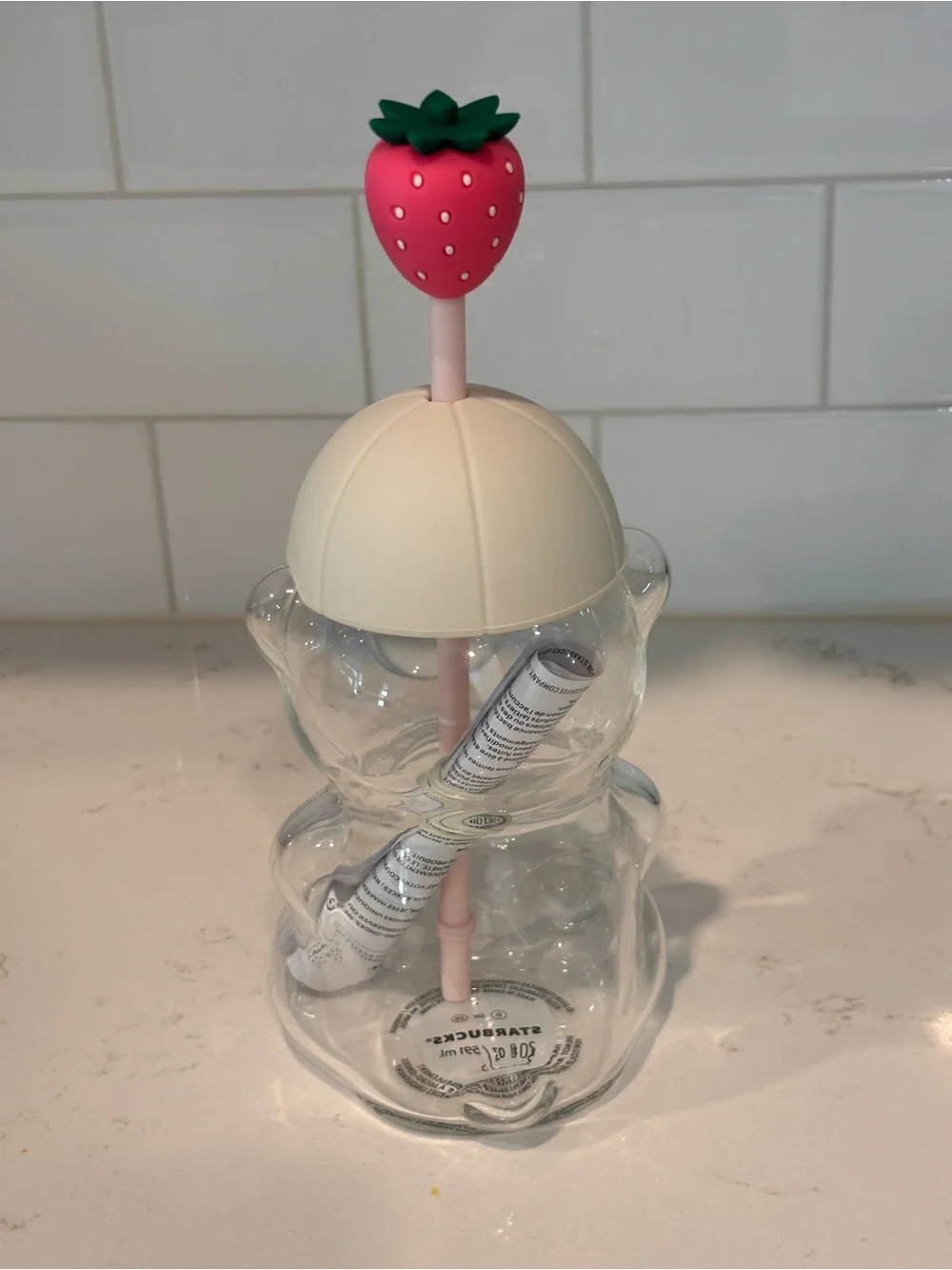 Starbucks Pink Bear Glass NWT Strawberry